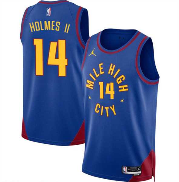 Mens Denver Nuggets #14 DaRon Holmes II Blue 2024 Draft Statement Edition Stitched Basketball Jersey Dzhi->denver nuggets->NBA Jersey